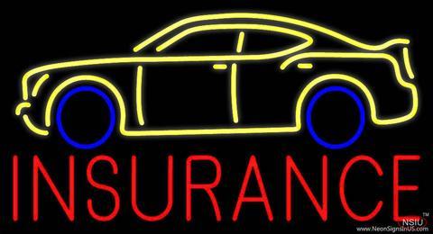 Red Yellow Car Logo - Red Insurance Yellow Car Logo Real Neon Glass Tube Neon Sign ...