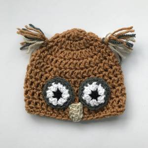 Barn Owl Face Logo - Barn Owl Hat; Baby and Child Crochet Beanie Hat owl face; Unisex