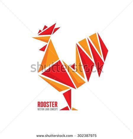 Triangle with Rooster Logo - Rooster vector logo concept. Bird cock abstract geometric