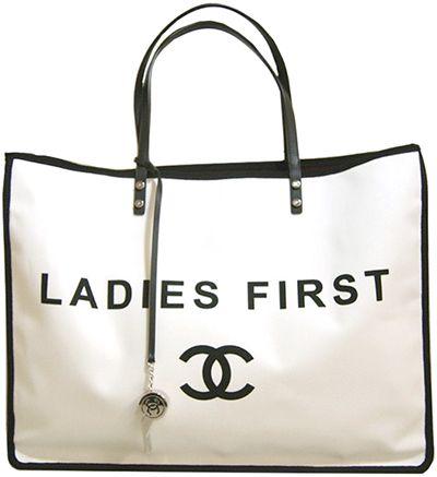 First Chanel Logo - kaminorth shop: CHANEL Chanel white X black tote bag lady fast