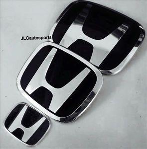 Black Honda Logo - 3xJDM Honda Black H Emblem For 08-17 Accord Front-Rear-steering ...