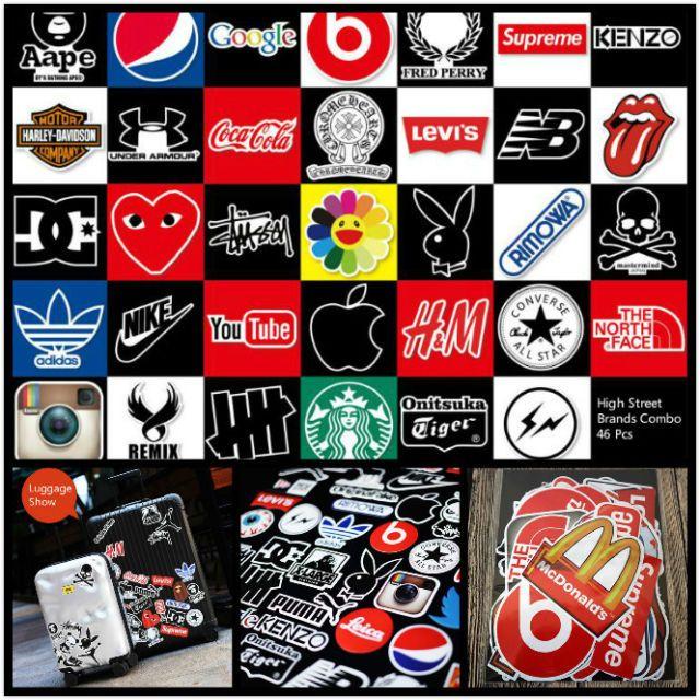 Famous Skateboard Logo - 46pcs Famous BRAND Skateboard Stickers Motorcycle Car Laptop Luggage ...