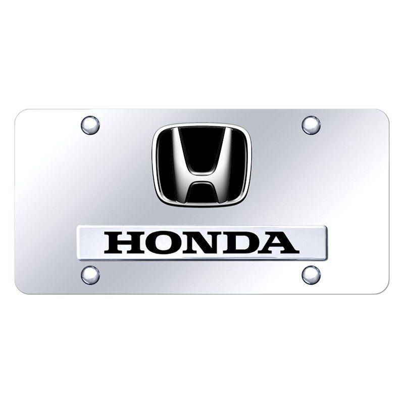 Black Honda Logo - Autogold® D.HON.CC License Plate with 3D Chrome / Black