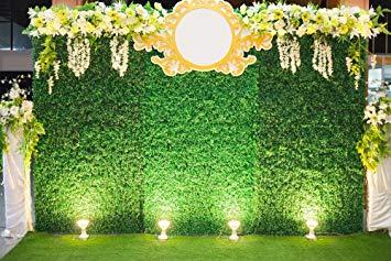 Green and Yellow Flower Logo - 10x8ft Green Wall Backdrop Wedding White Yellow Flowers: Amazon.co