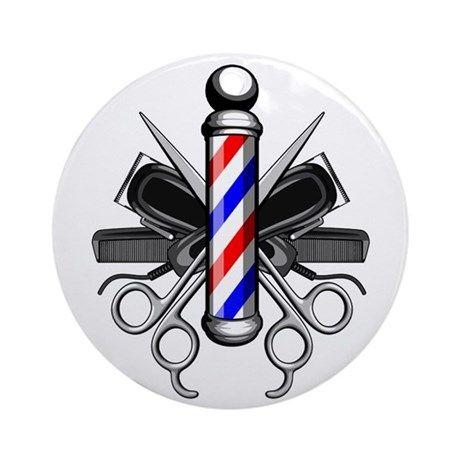 Barber Logo - Barber Logo Round Ornament by rotntees