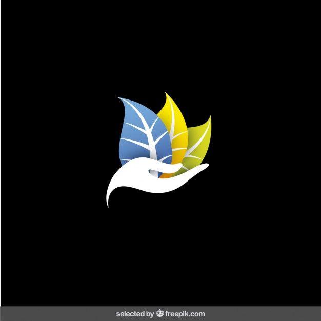 Three Leaves Logo - Hand with three leaves logo Vector | Free Download