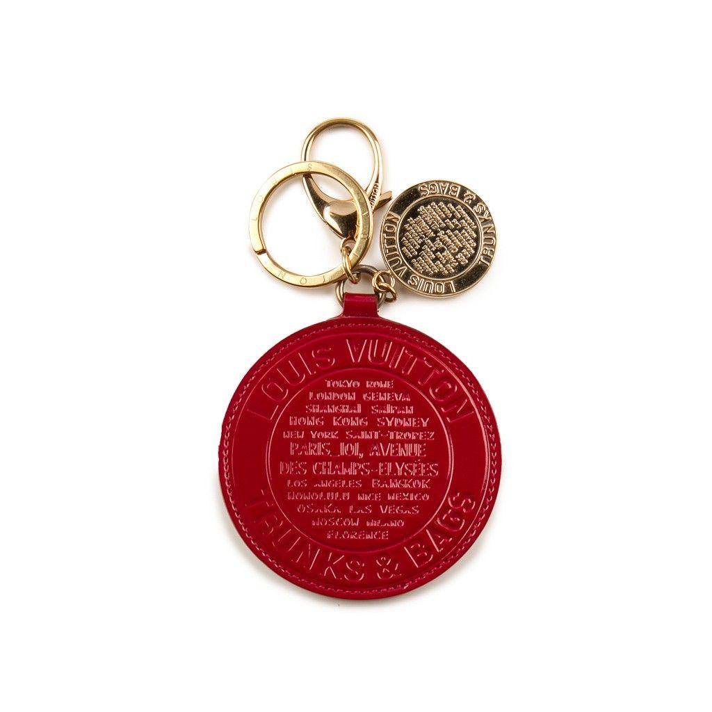 Louis Vuitton Red Round Logo - Red Leather Patent Round Keychain | Portluxe - Preowned Luxury ...