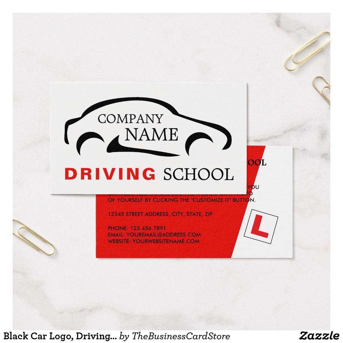 Black and Red Car Logo - Black Car Logo, Driving Instructor Business Card. Business
