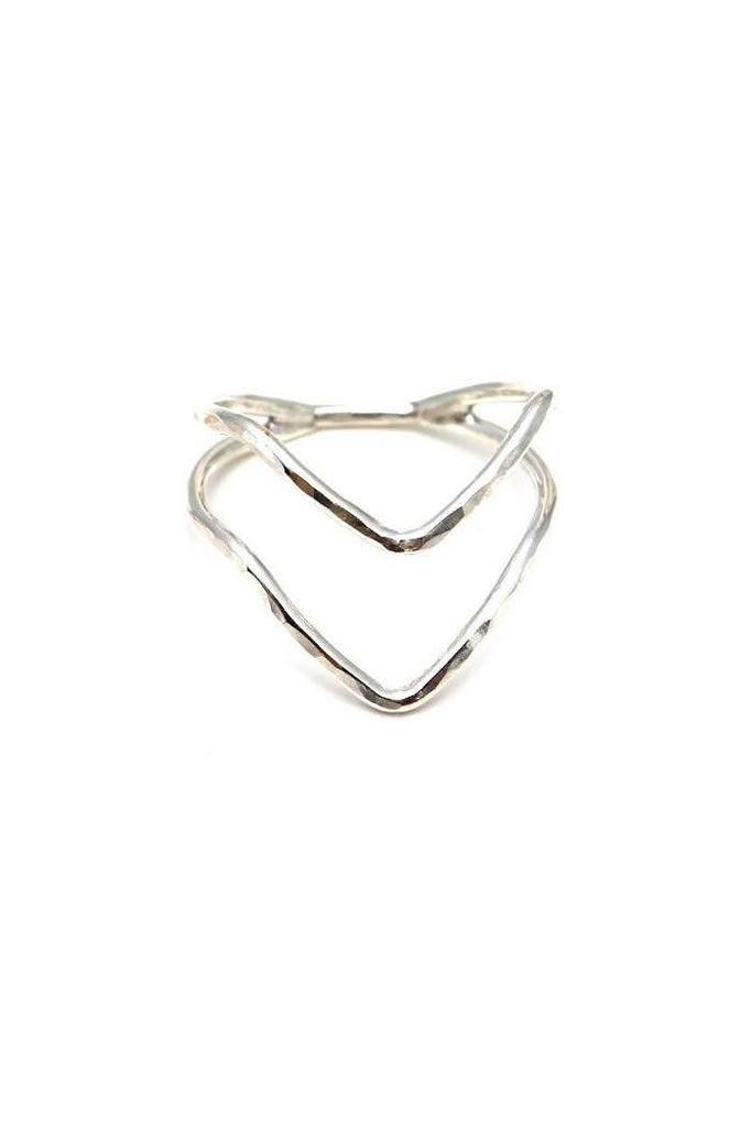 Two Silver Boomerang Logo - Double Boomerang Ring Handmade Maui Jewelry