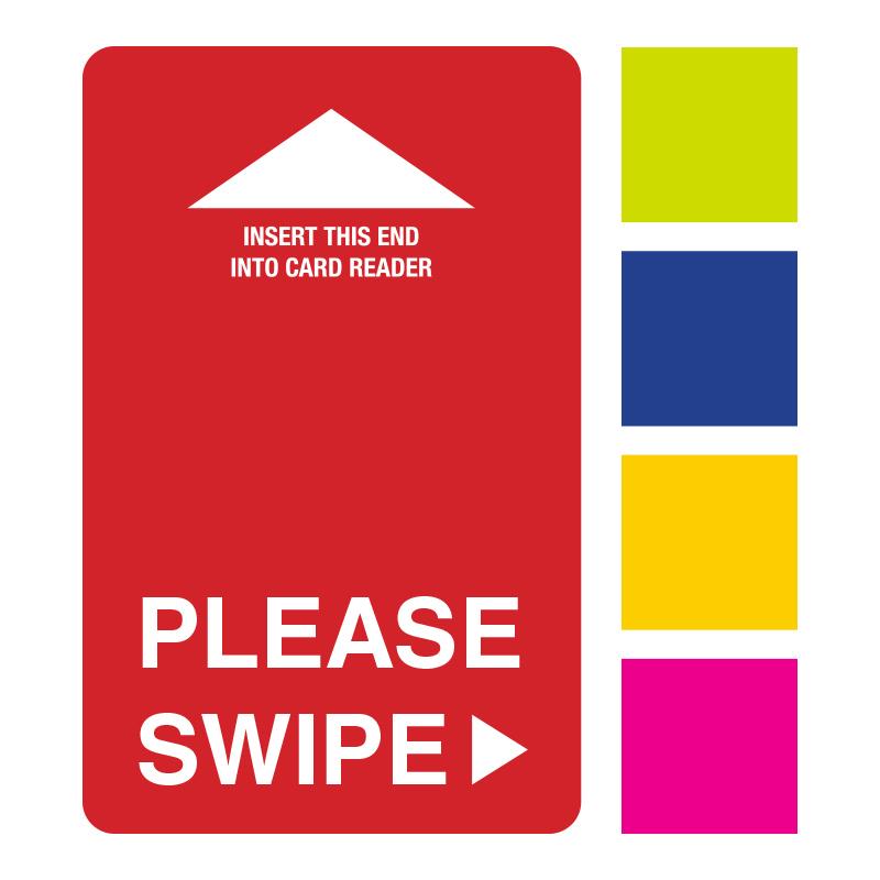 Swipe Blue and Yellow Logo - Please Swipe Point of Sale Credit Card Reader Insert