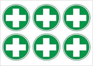 Frist Aid Logo - Pack Of 6 First Aid Logo Stickers, 50 x 50mm & 100 x 100mm Medical