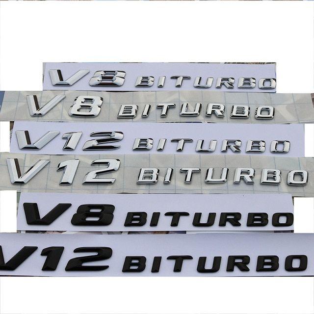 Old Letter Logo - New Old V8 V12 BITRUBO Chrome Letters Emblem Badge Fender Side