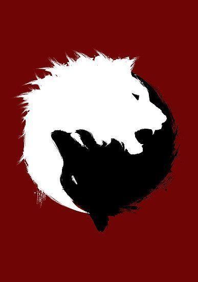 Black and White Wolf Logo - There are two wolves fighting inside of us, a black wolf and a white