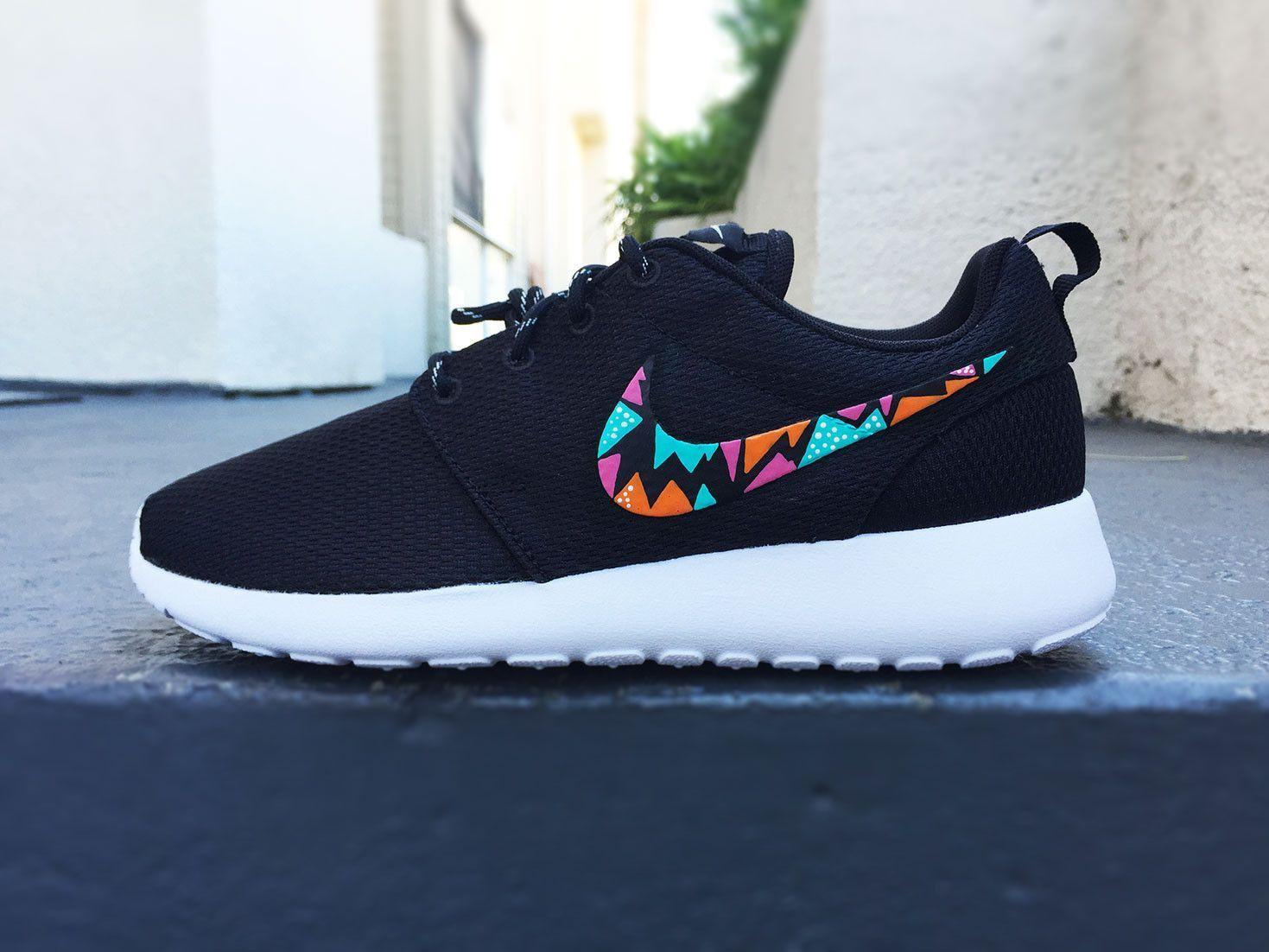 Nike Shoes with the Triangle Logo - Womens shoes: Womens Custom Nike Roshe Run sneakers, triangle tr