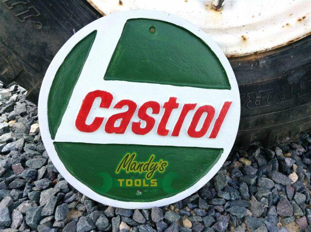 Red and Green Gas Logo - Cast Iron Round Castrol Sign Wall Plaque White Green Red Petrol