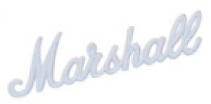 White Marshall Logo - Marshall Logo, nameplate, white 19cm, plastic