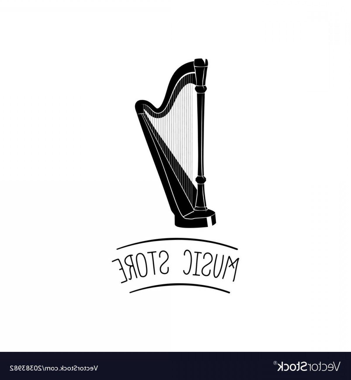 Harps Store's Logo - Harp Music Instrument Music Store Logo Vector