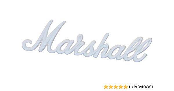 White Marshall Logo - Original Marshall 6 White Script Logo: Musical Instruments