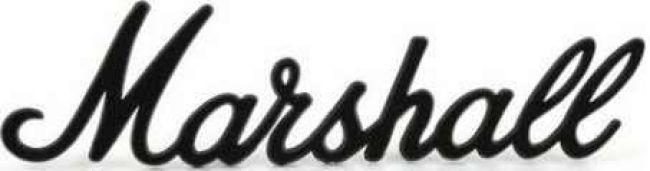 White Marshall Logo - Marshall Logo / name plate, black 27cm, plastic