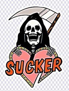 Cool Reaper Logo - Skull Grim Reaper Death Heart Punk Goth Love Sucks 3” Cool Die Cut ...