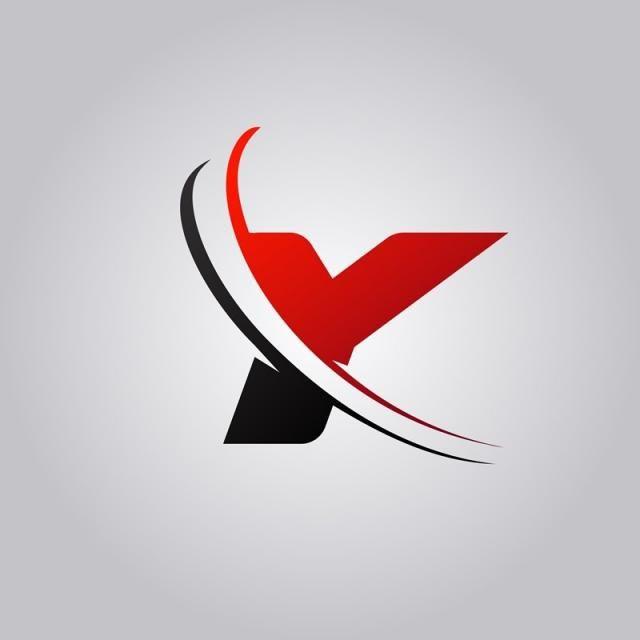 Red and Black If Logo - initial Y Letter logo with swoosh colored red and black Template