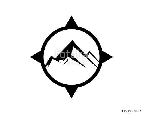 Modern Mountain Logo - Modern Black Mountain Find the Way with Circle Compass Illustration ...