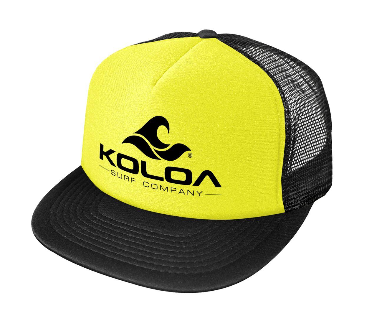 Black Yellow Company Logo - Koloa Surf Co. Wave Logo Poly-Foam Mesh Snapback High Profile ...