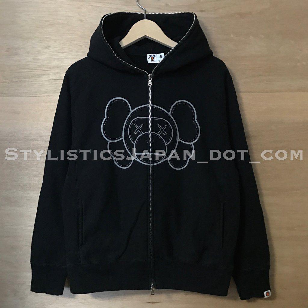 Milo X Kaws Logo - A Bathing Ape Bape Baby Milo x Kaws Logo Full Zip Hoodie Black S ...