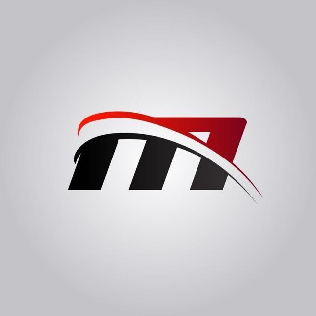 Red and Black If Logo - initial M Letter logo with swoosh colored red and black Template