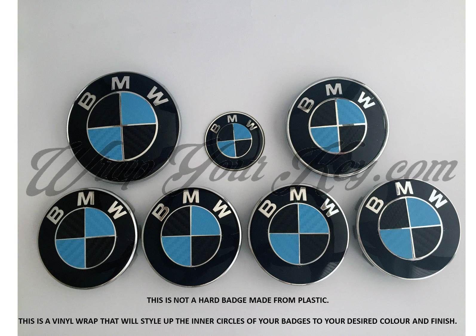 Light Blue and Black Logo - BLACK & LIGHT BLUE CARBON BMW Badge Emblem Overlay HOOD TRUNK RIMS