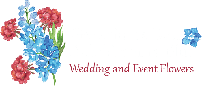 Red White Blue Flower Logo - Geraniums Red, Delphiniums Blue - Florist Belmont, MA