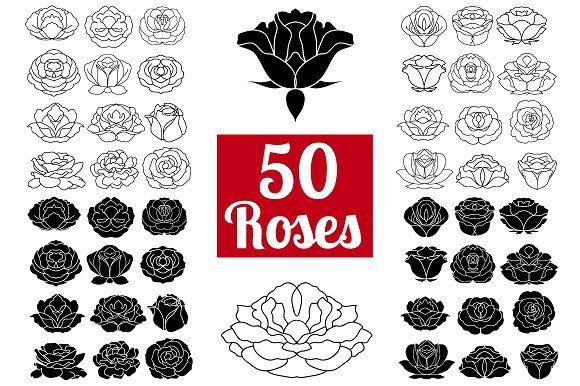 Red White Blue Flower Logo - 50 Rose Flowers: Logo Bundle ~ Icons ~ Creative Market