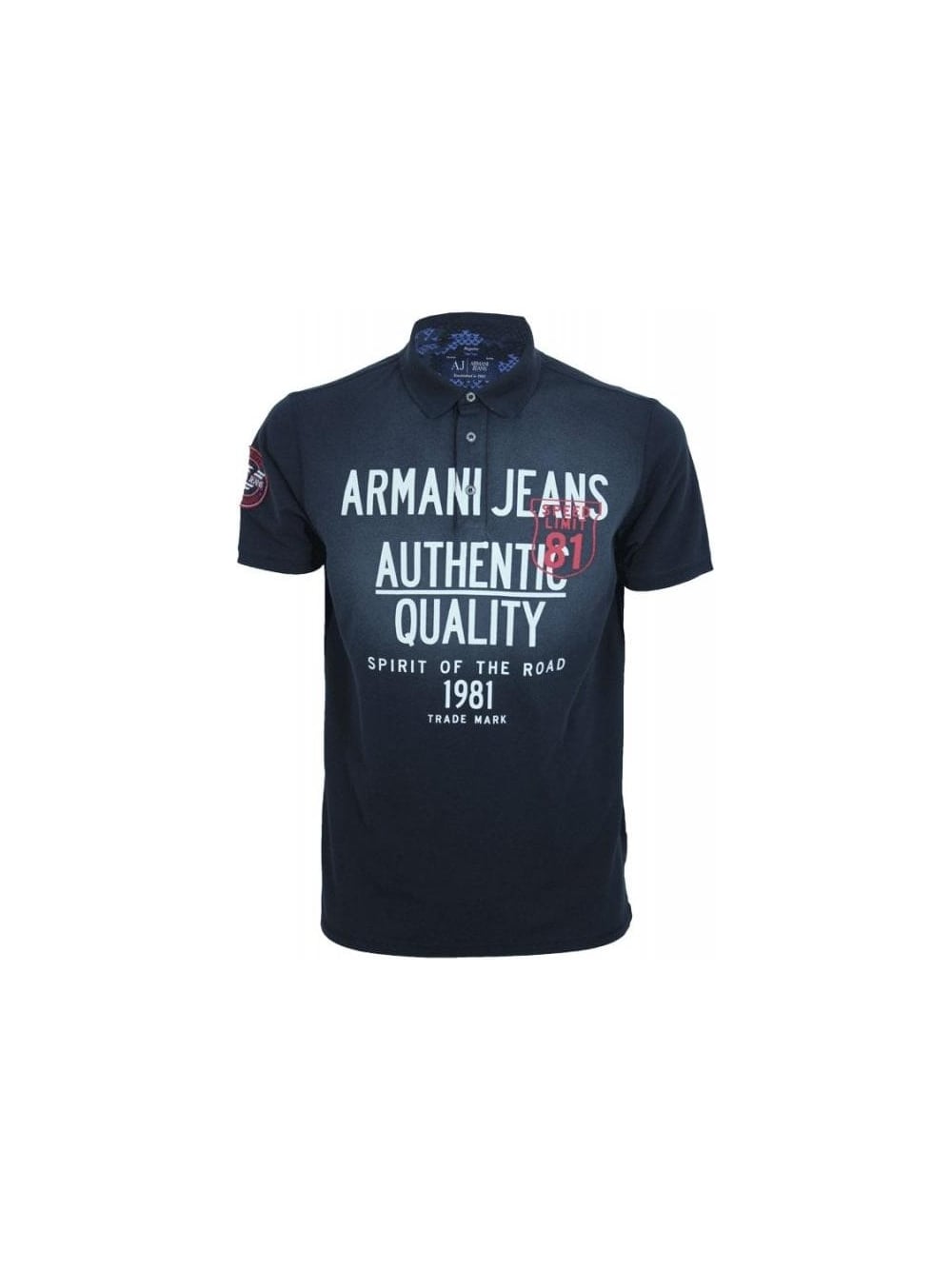 Blue U Logo - Armani Jeans Speed Limit 81 U/C Logo Polo in Navy - Northern Threads