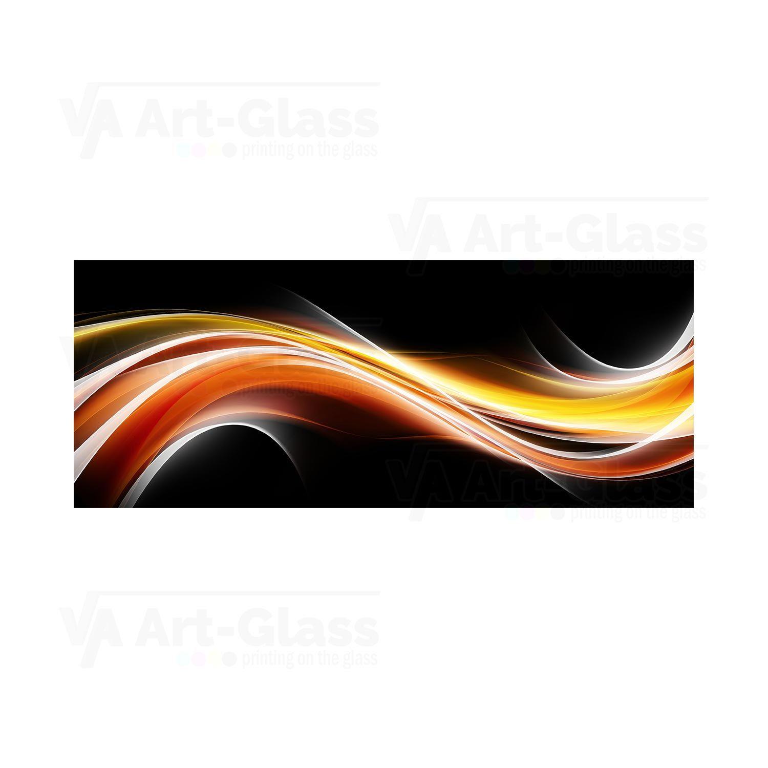 Blurry Yellow and Orange Logo - Glass Picture with Orange and Yellow Blurred Waves Design size (cm ...