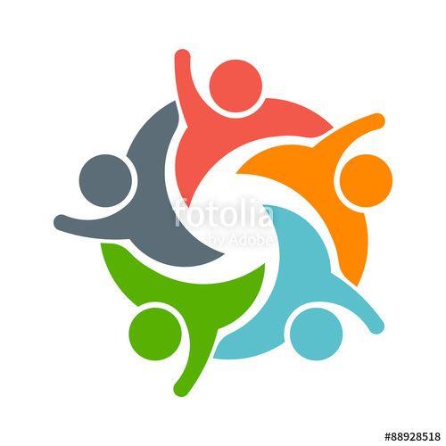 People Logo - Teamwork People logo. Image of five persons