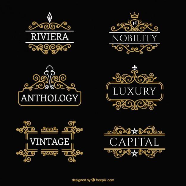 Luxury Food Logo - Collection of golden ornamental logos Vector