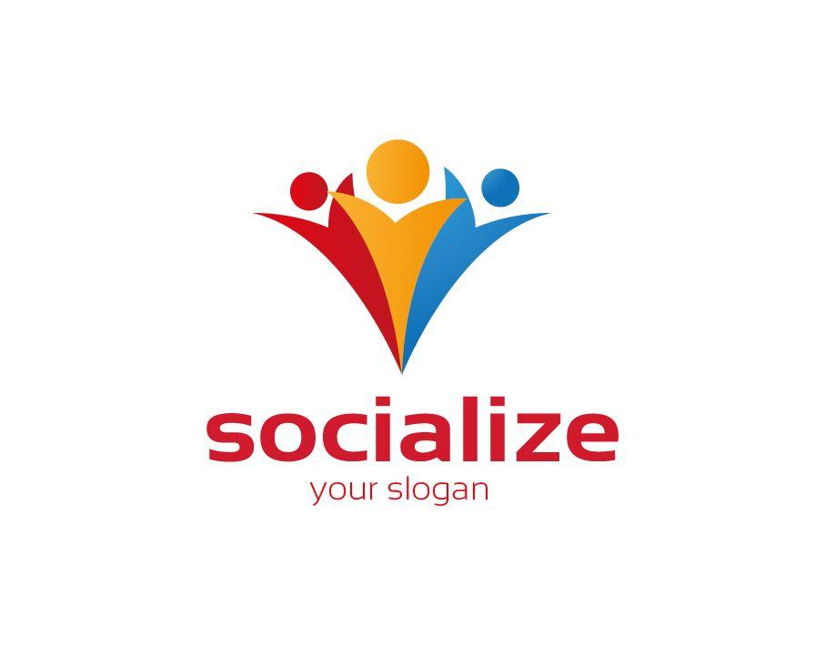 People Logo - Socialize Logo - Abstract Colorful People - FreeLogoVector