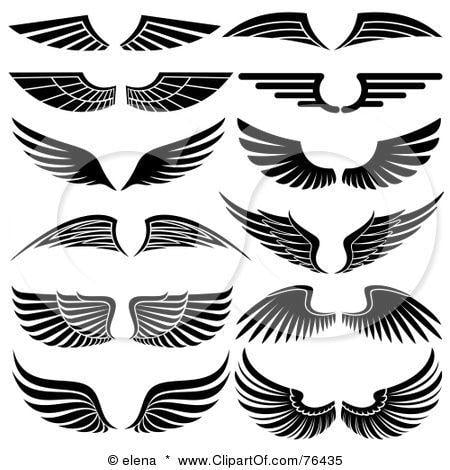 White Wing Logo - Royalty Free (RF) Clipart Illustration Of A Digital Collage Of Black