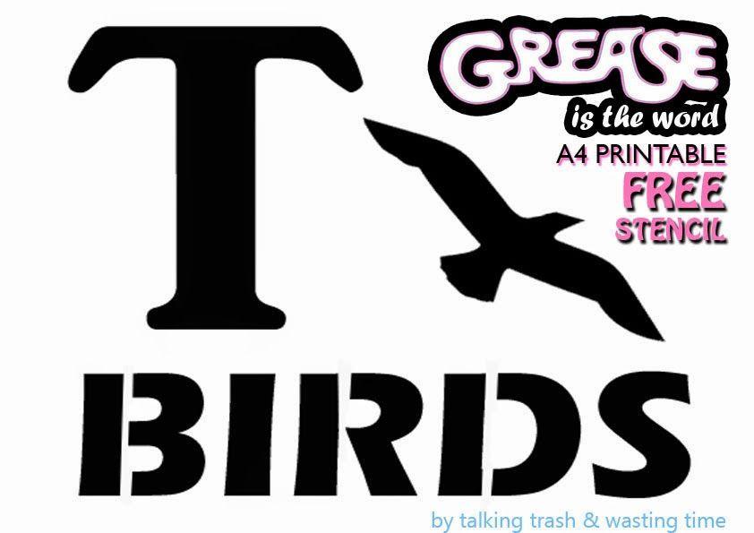 T- Birds Logo - Free Printable T BIRD, PINK LADIES & POODLE Stencil. Halloween