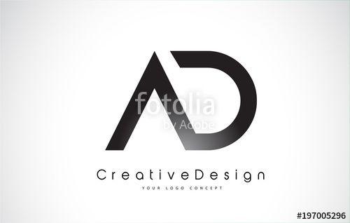 AD Artistic Letter Logo Design with Serif Font in Black and White Colors  Vector Illustration 8533393 Vector Art at Vecteezy