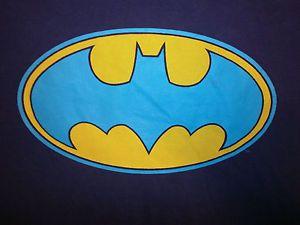 Blue Batman Logo - BATMAN TSHIRT og old school vtg oval logo PURPLE with Blue Yellow ...
