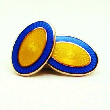 Blue Yellow Oval Logo - Double Oval Blue Yellow Enamel