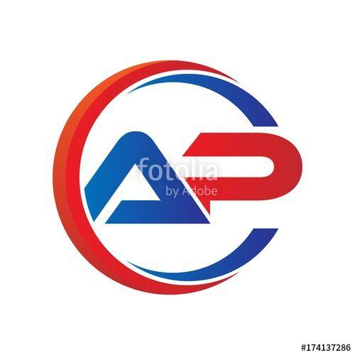 AP Logo - ap logo vector modern initial swoosh circle blue and red Stock
