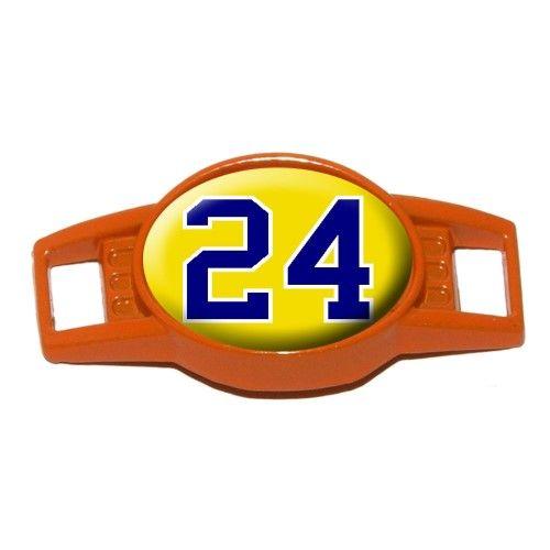 Blue Yellow Oval Logo - Number 24 Blue on Yellow Oval Slide Shoe Charm, Men's, Orange