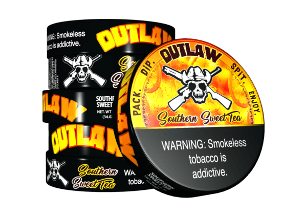 Yellow Outlaw Logo - Outlaw Southern Sweet Tea Flavor Dip Tobacco - 6 Pack – toughguychew