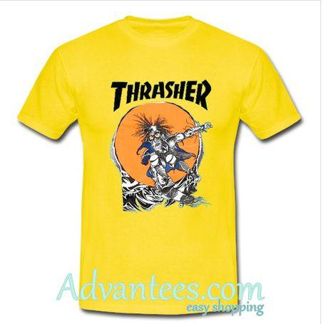 Yellow Outlaw Logo - THRASHER SKATE OUTLAW T SHIRT on The Hunt