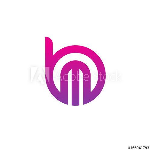 Pink MB Logo - Initial letter bm, mb, m inside b, linked line circle shape logo ...