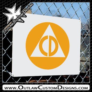 Yellow Outlaw Logo - Sign - Civil Defense Logo - Outlaw Custom Designs, LLC