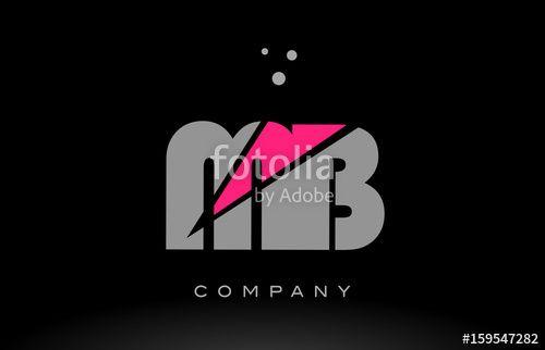 Pink MB Logo - mb m b alphabet letter logo pink grey black icon
