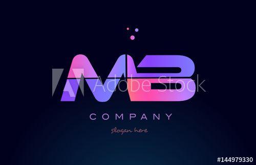 Pink MB Logo - mb m b creative blue pink purple alphabet letter logo icon design